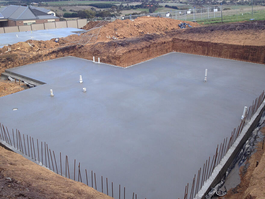 Smooth completed concrete slab A freshly completed slab pour