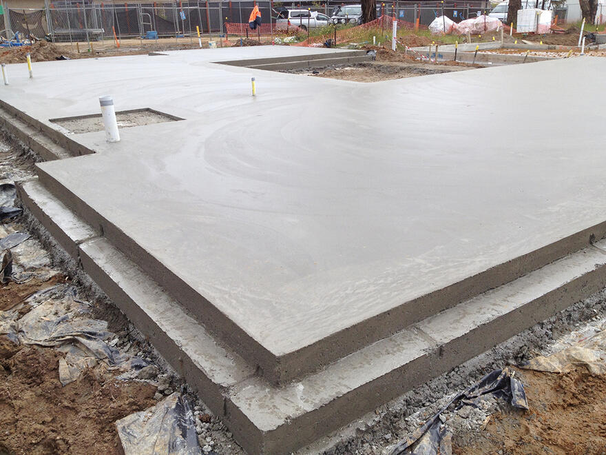 Smooth concrete slab freshly poured for a residential house in Melbourne