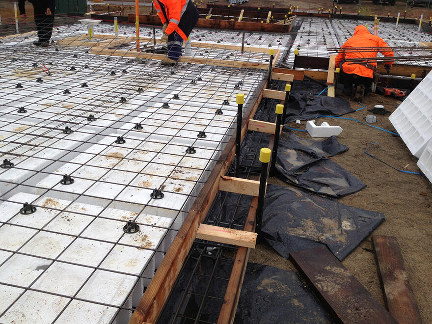 Reinforced slab steelwork Steel reinforcement mesh for a house slab foundation in Melbourne