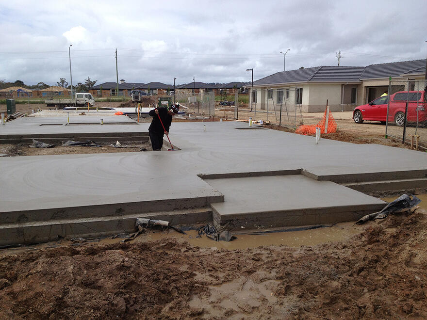 Multi-level house slabs in Melbourne Double-layer concrete slab foundations being built for homes in Melbourne